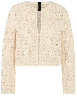 Marc Cain Truien & Vesten ,Katoen Ajour-Jacke Mit Mini-Perlen - Naturel