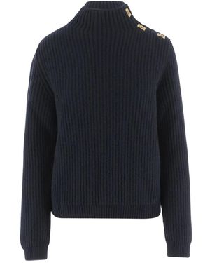 Ferragamo Geribde Trui Van Wol En Kasjmier - Blauw