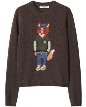 Maison Kitsuné Round-Neck Knitwear - Marrón