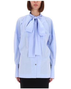 Thelatest Overhemden ,Blauw ,Katoen Cecilia Blouse Met Strikdetail