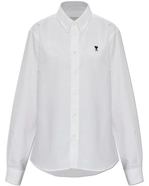 Ami Paris Shirt Met Geborduurd Logo - Wit