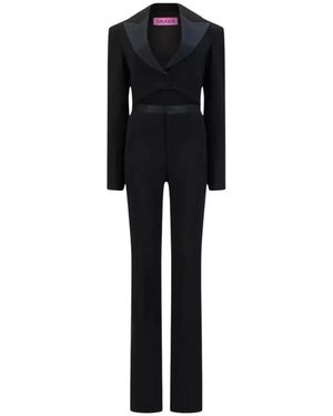 GAUGE81 Schwarzer talara jumpsuit tiefer v-ausschnitt