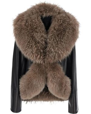 Blancha Leder- Und Lammfelljacke - Braun