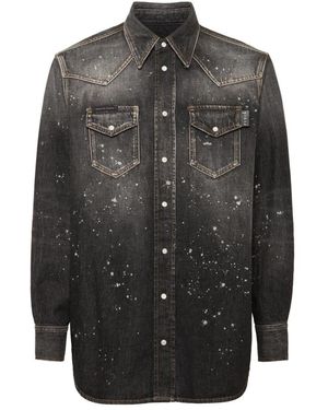 Philipp Plein Denim Shirts - Grey