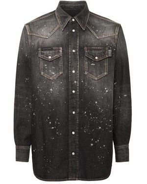 Philipp Plein Denim Shirts - Grey