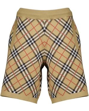 Burberry Baumwollmischung Shorts Mit Karomuster - Natur