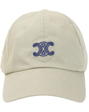 Celine Accessoires ,Katoen Triomphe Richelieu Cap - Wit