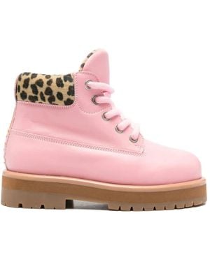 PDF Lace-Up Boots - Pink