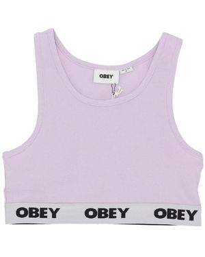 Obey Geribbelde Tanktop Met Logoband - Paars