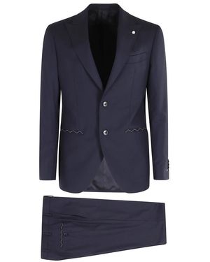 Luigi Bianchi Single Breasted Suits - Blue