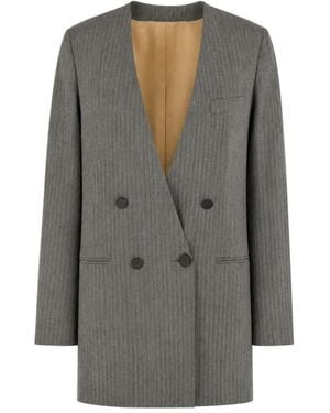 Alberta Ferretti Jassen ,Grijs ,Organza Gilet Doppiopetto Oversize