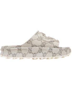 Gucci Herren Logo Slip-On Sandalen - Weiß