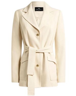 Etro Jassen ,Field Jacket Met Riem - Naturel