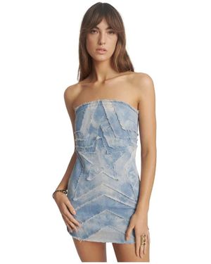 One Teaspoon Trägerloses Tube Star Denim Minikleid - Blau