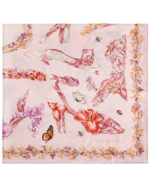 Ferragamo Eden Schuhe Print Seidenschal - Pink