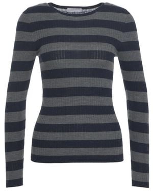 Majestic Filatures Gerippter Pullover Blau Aw25