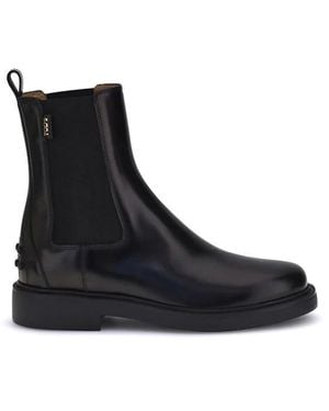 Tod's Leder Chelsea Boots Mit Elastischen Einsätzen - Schwarz