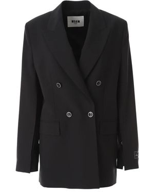 MSGM Jassen ,Zwart ,Wol Double Breast Jacket