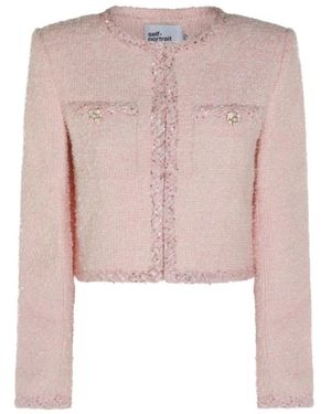 Self-Portrait Jassen ,Roze ,Polyester Boucle Jas