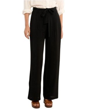 Molly Bracken Broeken ,Zwart ,Polyester Pantalone Palazzo Con Coulisse