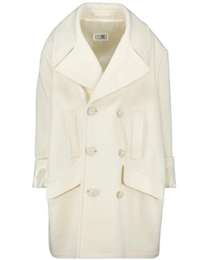 MM6 by Maison Martin Margiela Double-Breasted Coats - Blanco