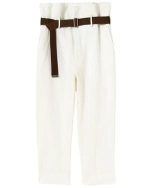 Plan C Cropped Trousers - White
