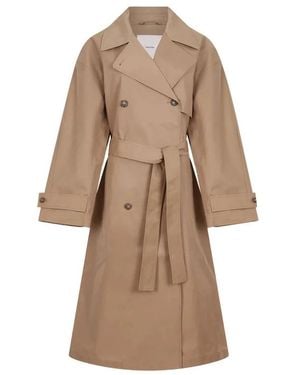 Calvin Klein Klassieke Lange Trenchcoat Van Katoenmix - Naturel