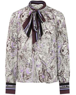Marc Cain Schluppenbluse Mit Print - Grijs