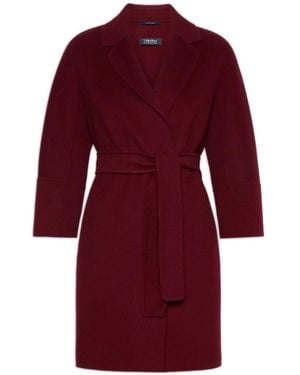 Max Mara Wollen Jas Met Ceintuur - Rood