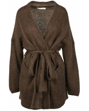 Zamattio Langer Mohair-Mix Cardigan - Braun