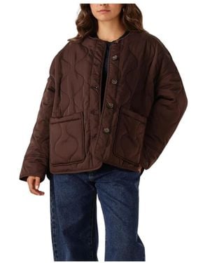 Object Jassen ,Bruin ,Leer Objallie Ls Lo Quilted Jacket E Div