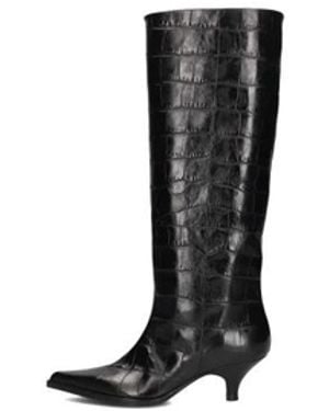 Strategia Schwarze Lederstiefel Für Damen