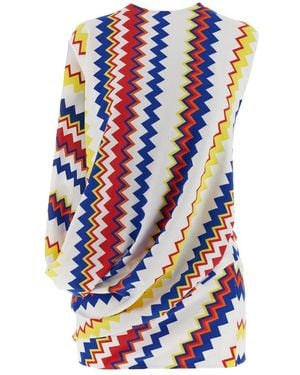 Missoni Peplum Top With Vibrant Zigzag Pattern - Blue