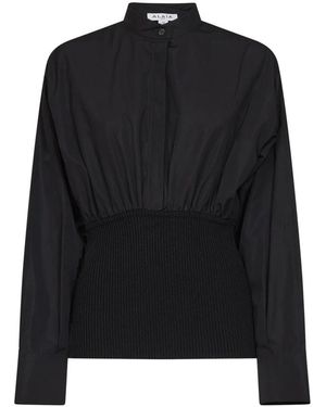 Alaïa Overhemden ,Zwart ,Katoen Geknoopte Katoenen Poplin Blouse