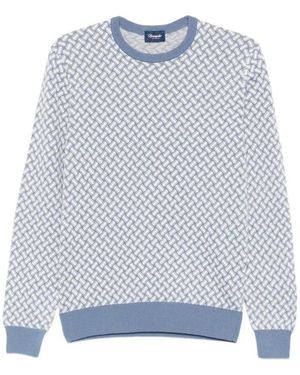 Drumohr Truien & Vesten ,Blauw ,Katoen Razor Blade Crew-Neck Sweater