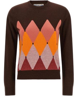 Ballantyne Truien & Vesten ,Bruin ,Kasjmier Pure Cashmere Crewneck Sweater - Oranje