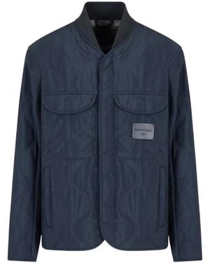 Emporio Armani Blaue Stepp-Bomberjacke Wellen