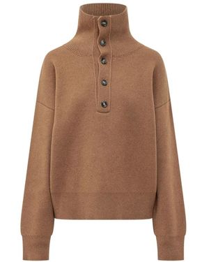 Ami Paris Pullover Mit Hohem Kragen - Braun