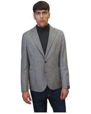 Barba Napoli Jassen ,Grijs ,Wol Enkelrijige Wollen Jas