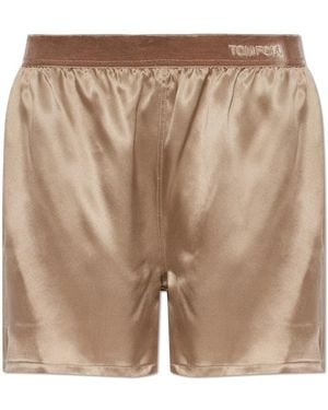 Tom Ford Korte Broeken ,Zijde Shorts - Naturel