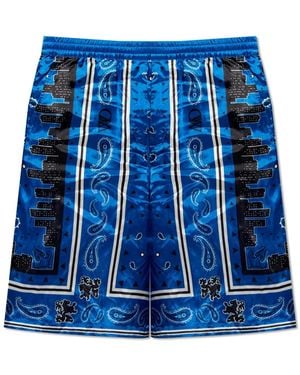 Off-White c/o Virgil Abloh Off- Nautical Viscose Bermuda Shorts With Print - Blue