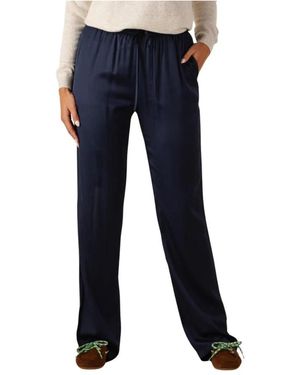 Resort Finest Broeken ,Blauw Satin Wide Leg Pants