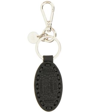 Fendi Accessoires ,Zwart ,Leer Selleria Sleutelhanger