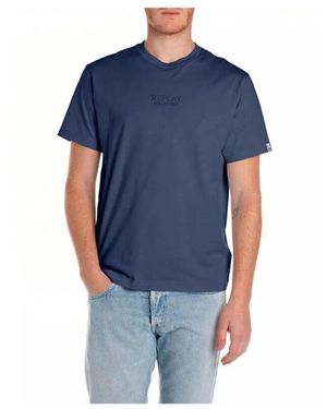 Replay Bio-Baumwolle Rundhals T-Shirt - Blau