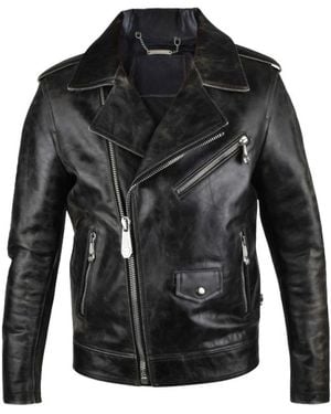 Philipp Plein Leather Jackets - Schwarz