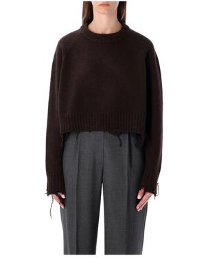 Low Classic Truien & Vesten ,Bruin ,Wol Beschadigde Cropped Pullover - Zwart