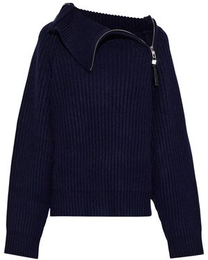 Ganni Truien & Vesten ,Blauw ,Wol Wol Trui Met Ritsen