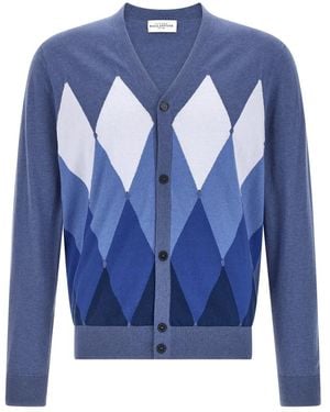 Ballantyne V-Ausschnitt Argyle Cardigan - Blau