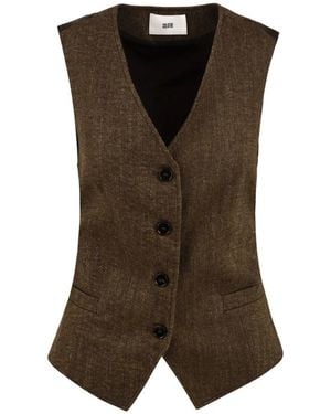 SOLOTRE Vest Met Voering En Strik Aan De Voorkant - Bruin