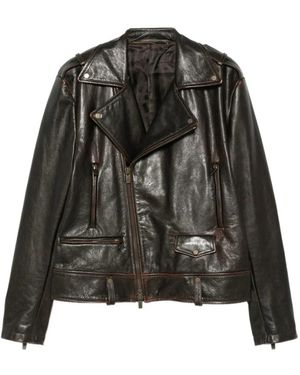 Salvatore Santoro Jassen ,Bruin ,Leer 51658-U Jas - Zwart